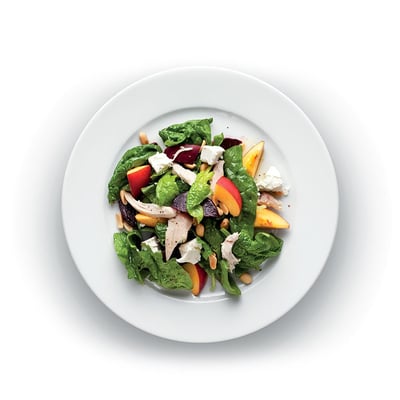 Chicken salad with beetroot and nectarine