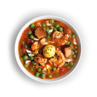 Soup with prawns and vegetables