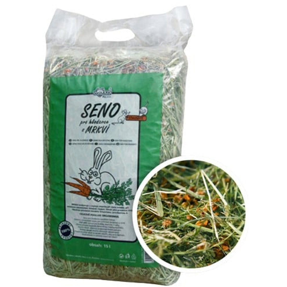 Seno pro hlodavce s příchutí karotky, 6 x 15l