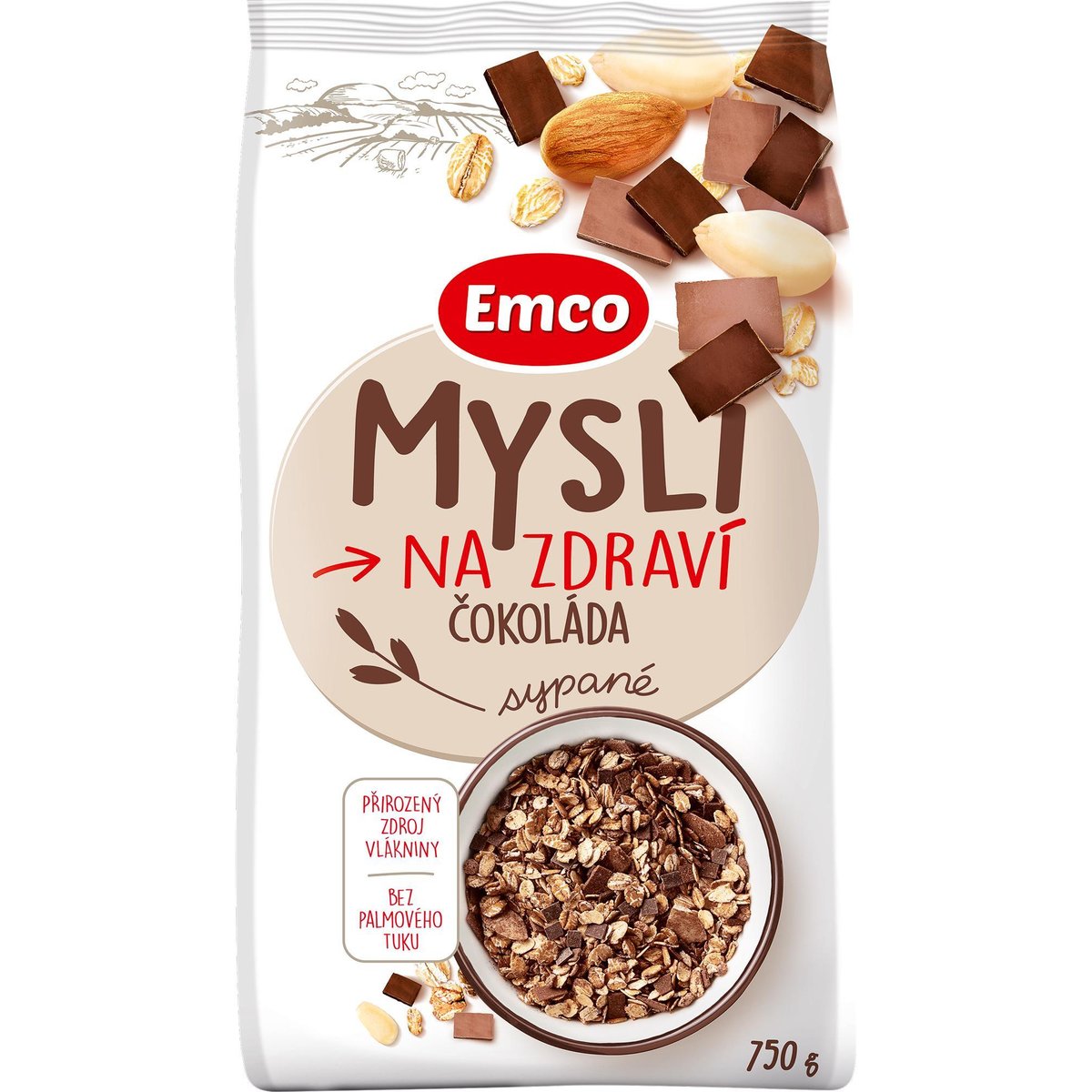 Emco Mysli sypané čokoládové 750 g
