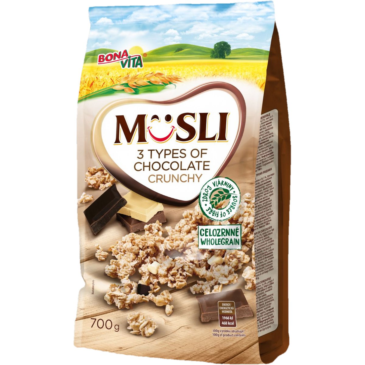 Levně Bonavita Müsli 3 druhy čokolády zapékané a křupavé