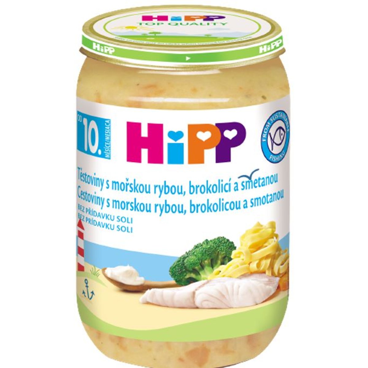 HiPP Tagliatelle s mořskou rybou, brokolicí a smetanou