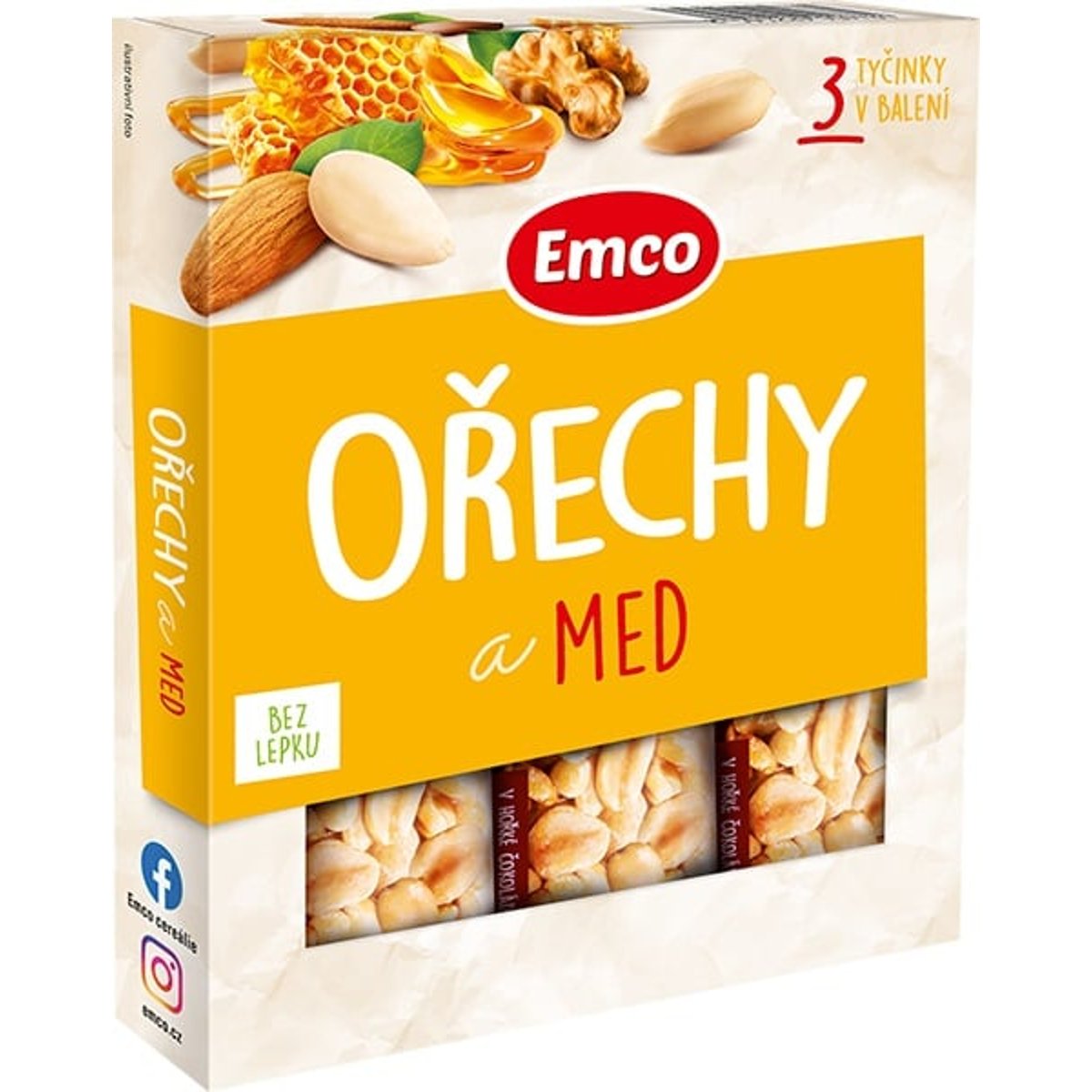 Tyčinka Emco s ořechy a medem, 3x 35g