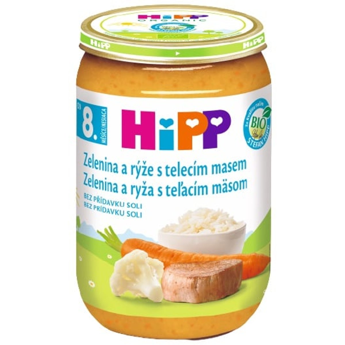 HiPP BIO Zelenina a rýže s telecím masem