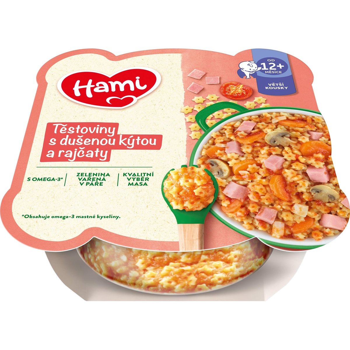 Hami Příkrm masozeleninový talířek těstoviny s dušenou kýtou a rajčaty