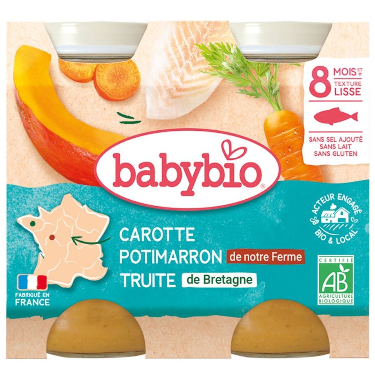Babybio BIO Mrkev a dýně se pstruhem (2×200g)