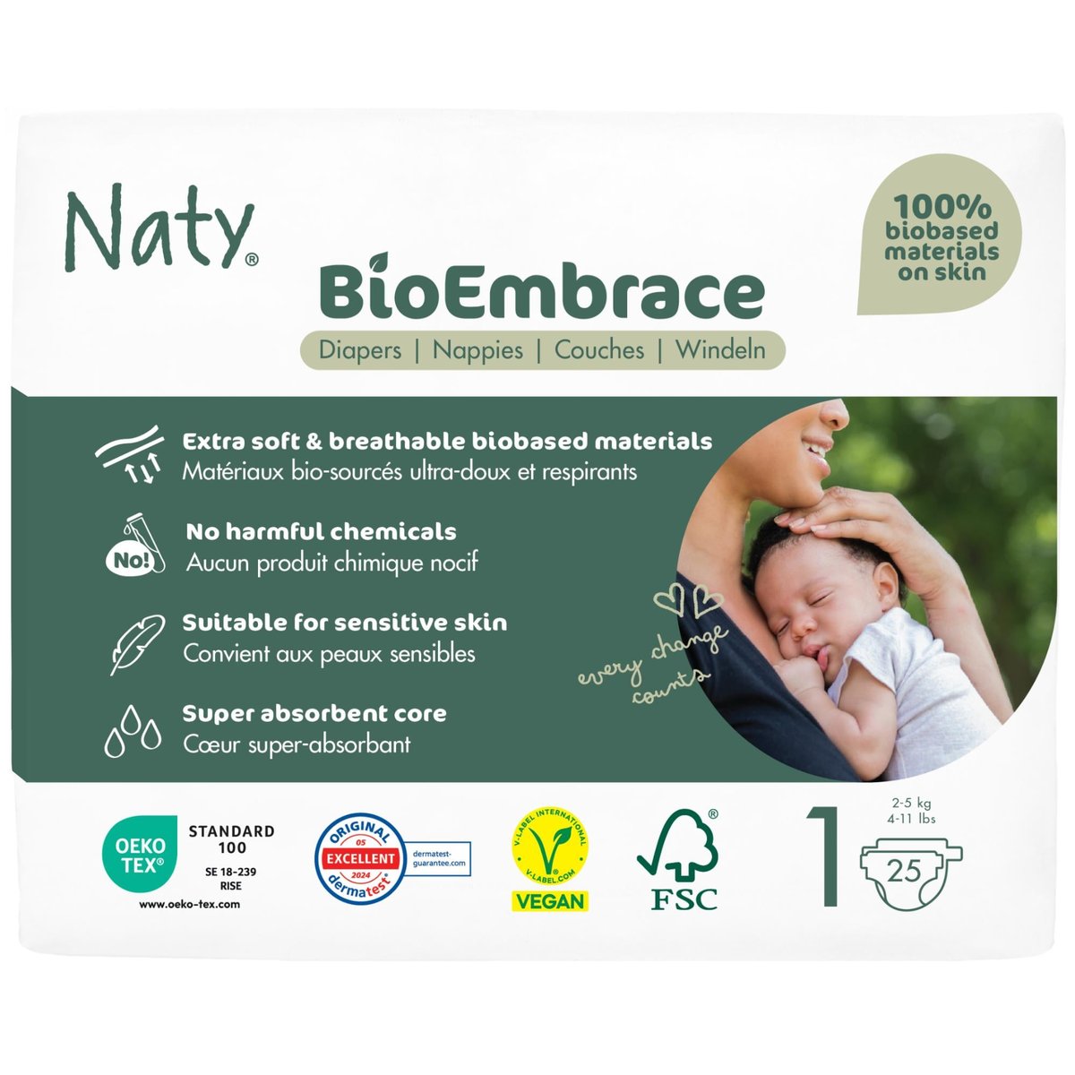 Naty Bioembrace plenky Newborn (velikost 1) 2–5 kg