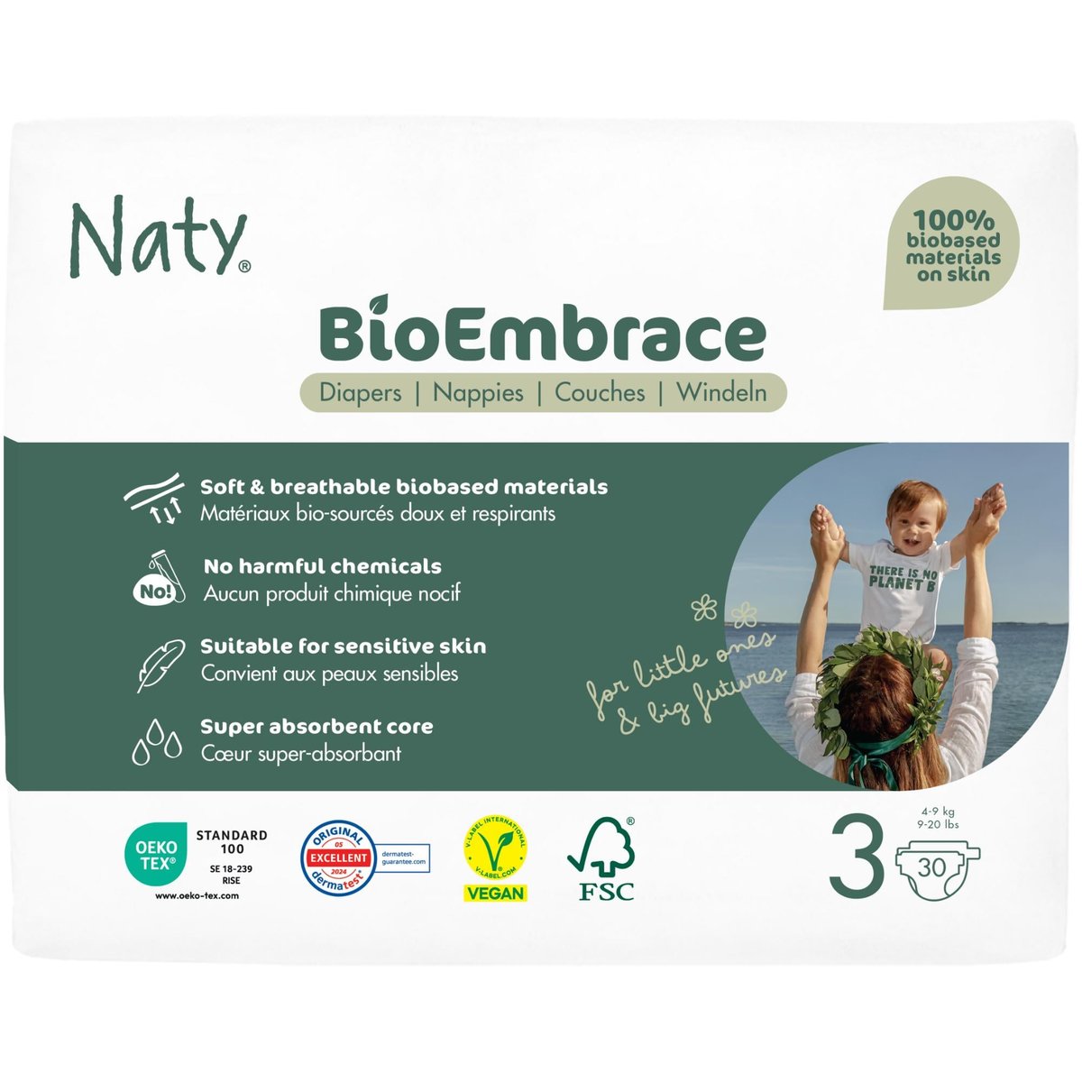 Naty Bioembrace plenky Midi (velikost 3) 4–9 kg