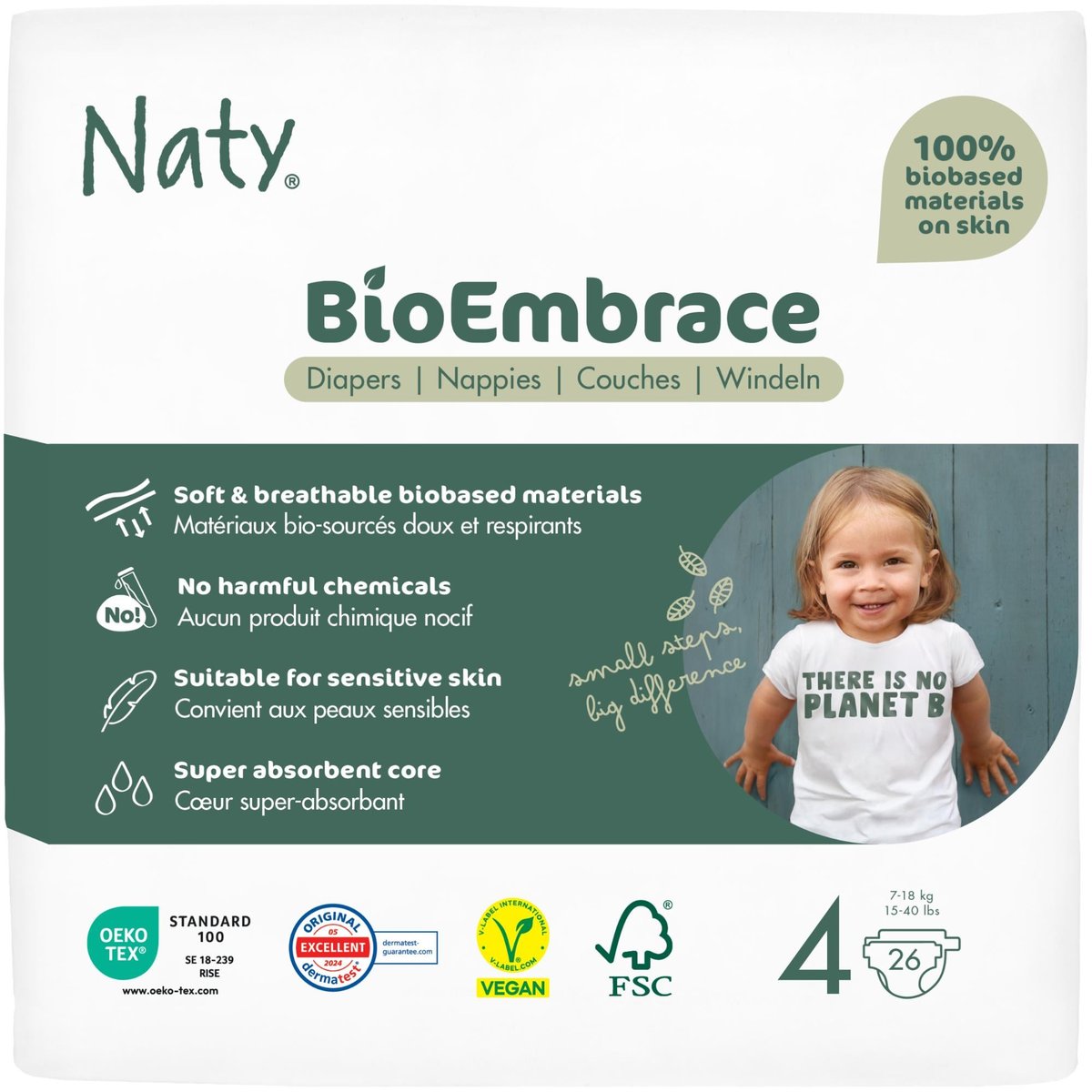 Naty BIO Bioembrace plenky Maxi (velikost 4) 7–18 kg