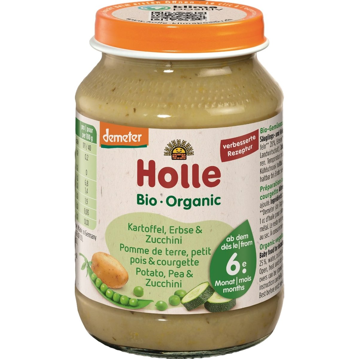 Holle BIO Dětská přesnídávka brambor, hrášek a cuketa