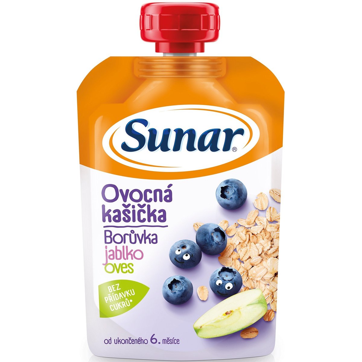 Sunar Kašička ovocná kapsička borůvka, jablko a ovesné vločky od 6. měsíce