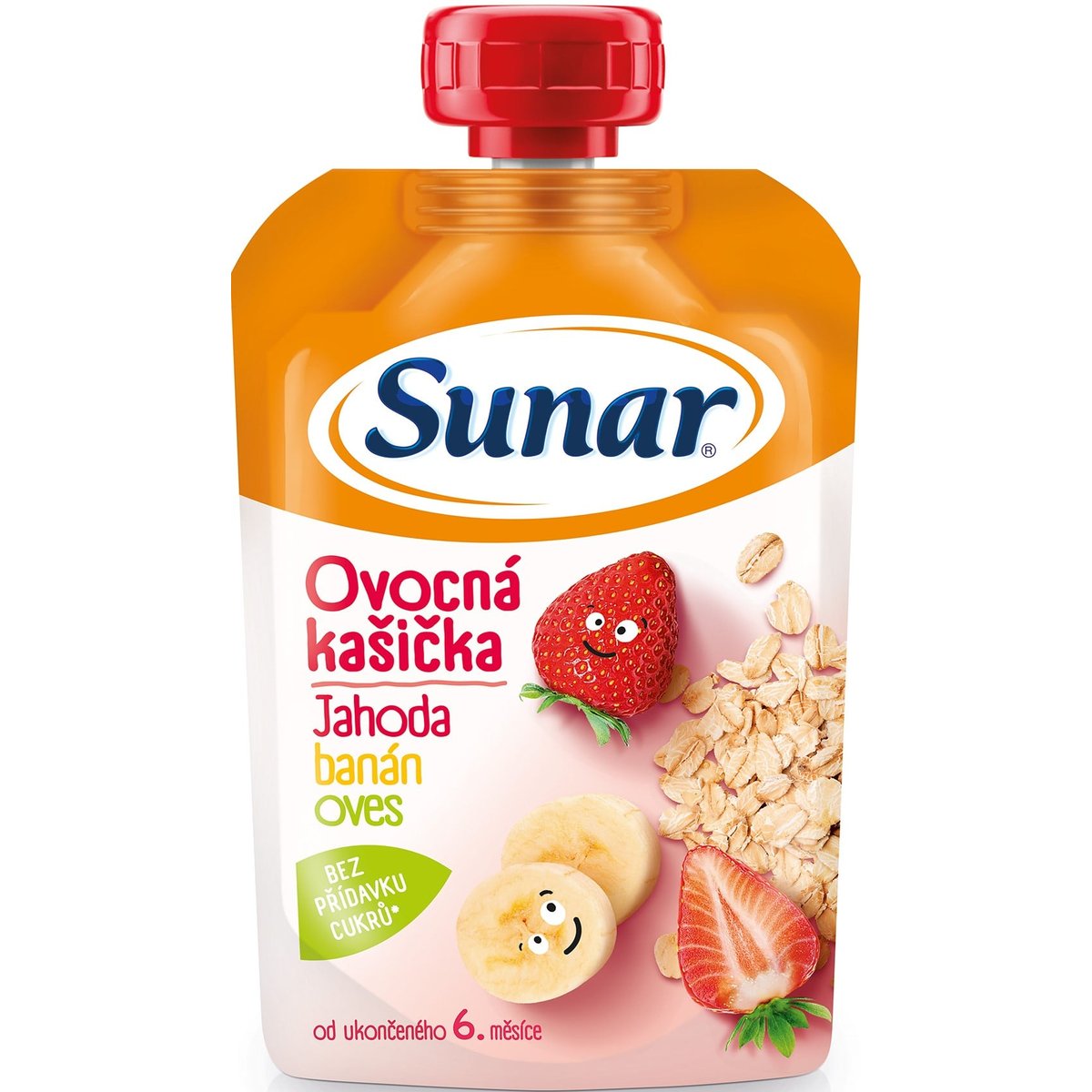 Sunar Kašička ovocná kapsička jahoda, banán a ovesné vločky od 6. měsíce