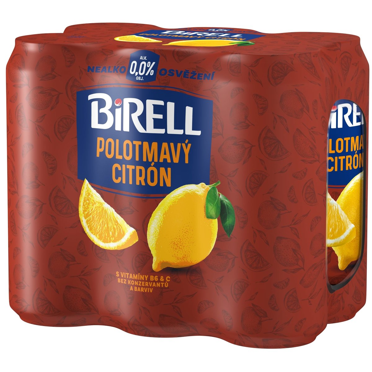 Birell 0.0 Polotmavý citron nealkoholické pivo 6×0,5 l plech