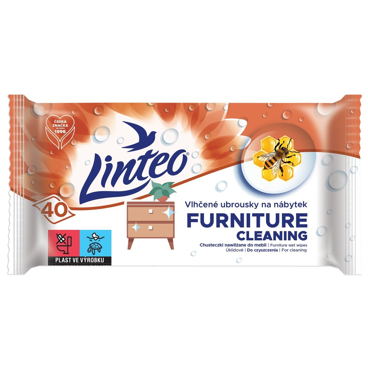 Linteo Vlhčené úklidové ubrousky na nábytek