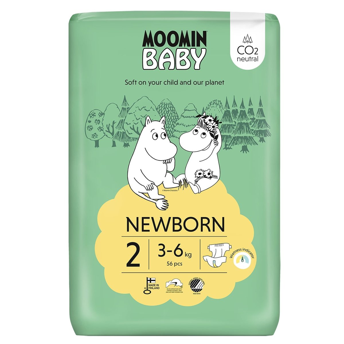 Moomin Baby EKO Jednorázové plenky newborn 2 (3–6 kg)