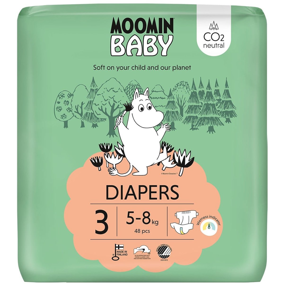 Moomin Baby EKO Jednorázové plenky midi 3 (5–8 kg)