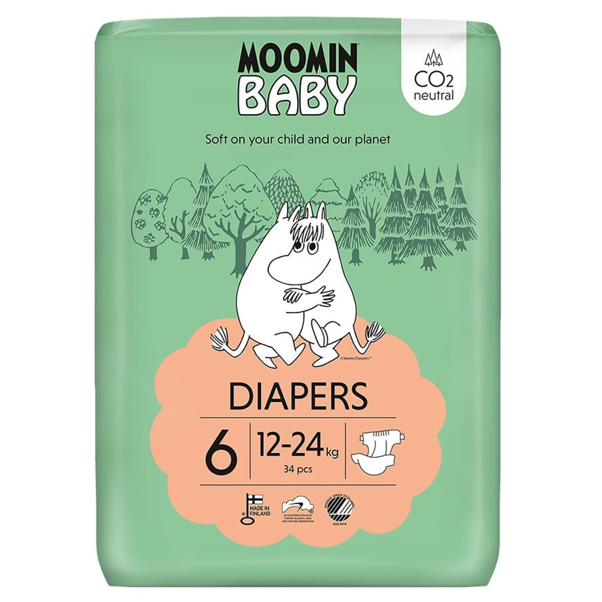 Muumi Baby 6 Junior 12–24 kg (36 ks), eko pleny