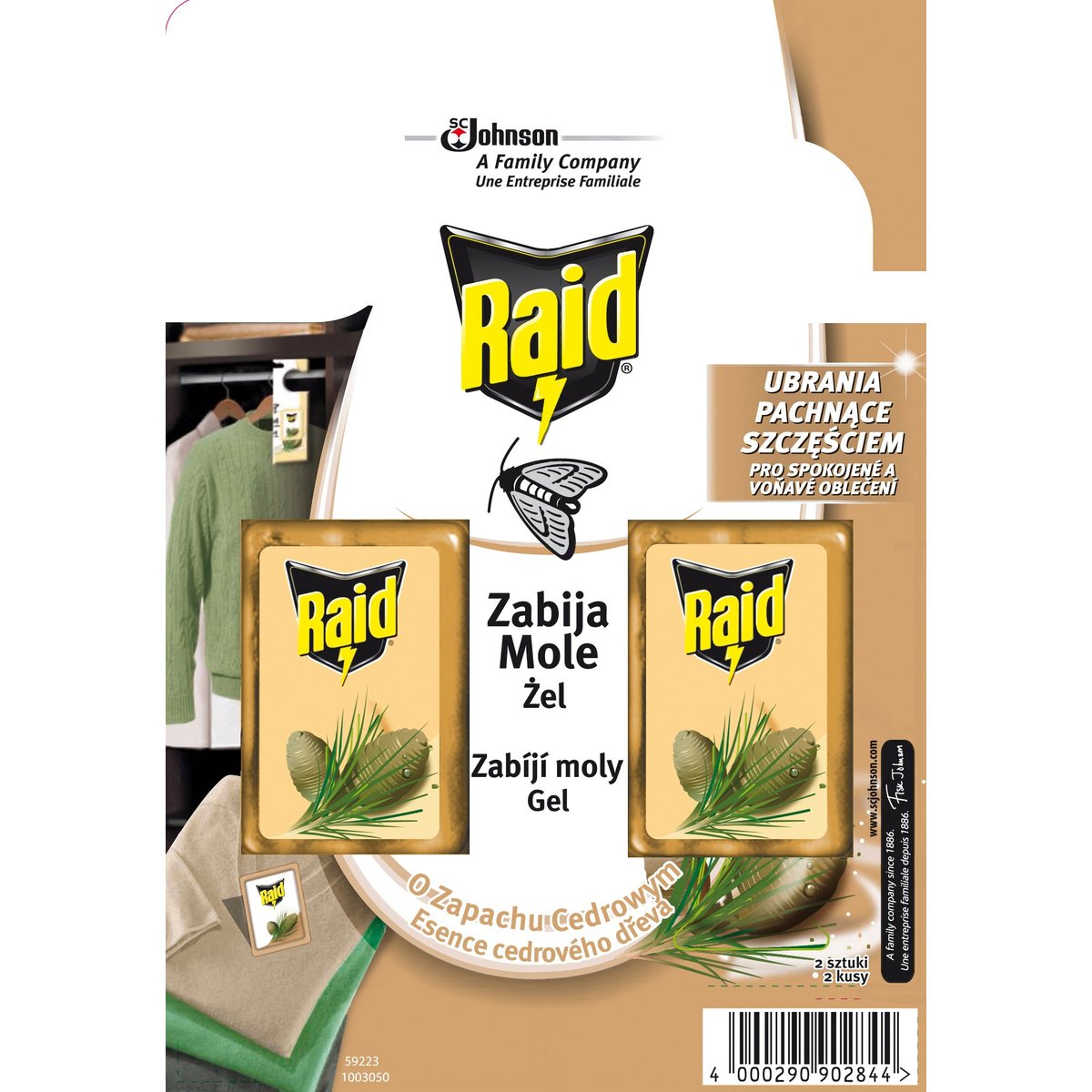 Raid háček proti šatním molům s vůní cedru 2 ks