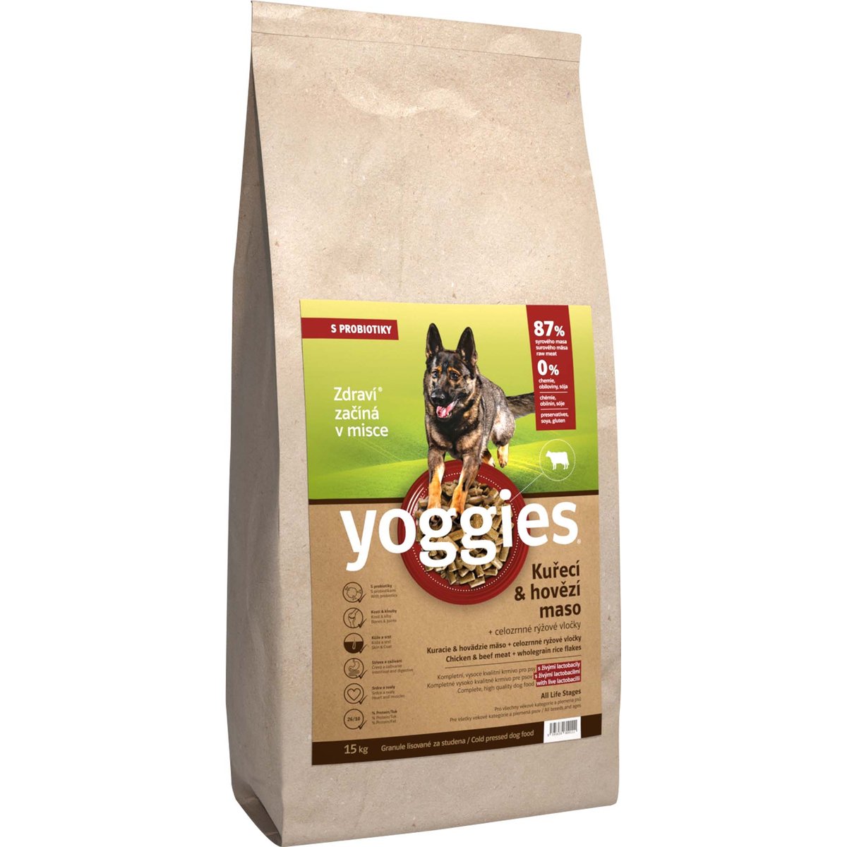 Levně Yoggies Kuřecí a hovězí maso – granule s laktobacily pro psy