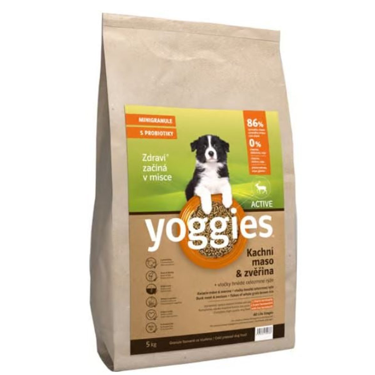 Yoggies Active Kachní maso a zvěřina – minigranule s laktobacily pro psy