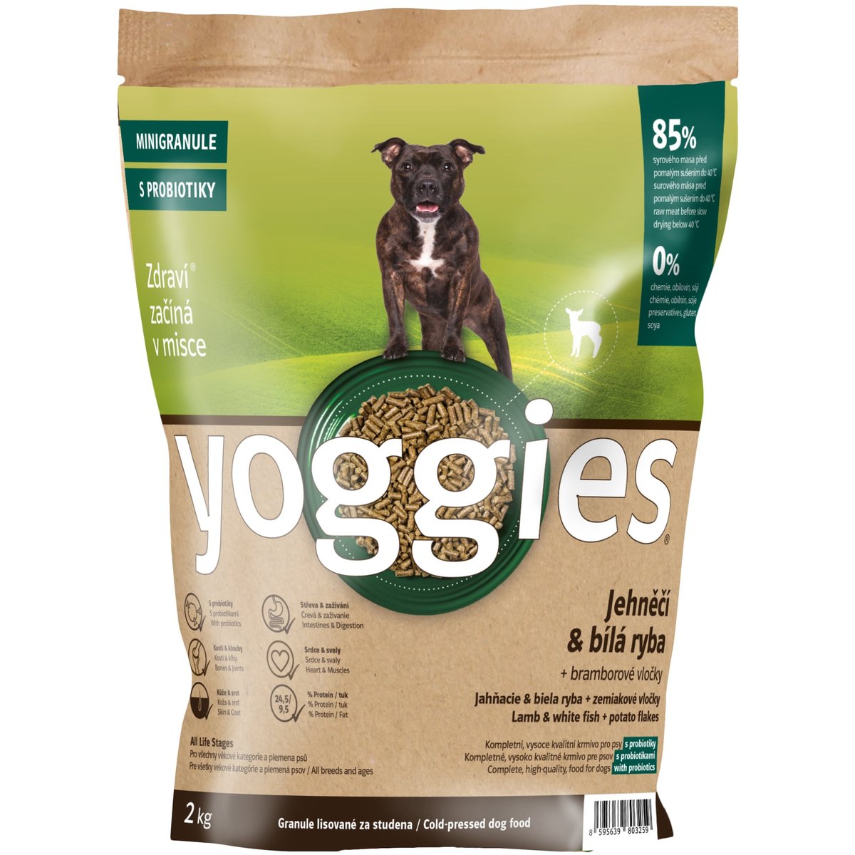 Yoggies Jehněčí a bílá ryba – minigranule s laktobacily pro psy