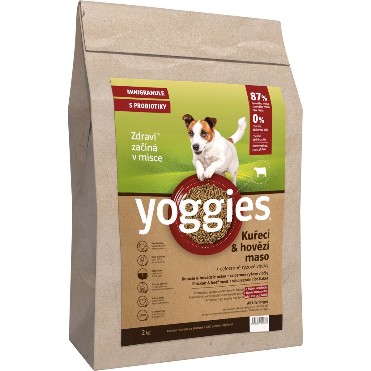 Yoggies Kuřecí a hovězí maso – minigranule s laktobacily pro psy