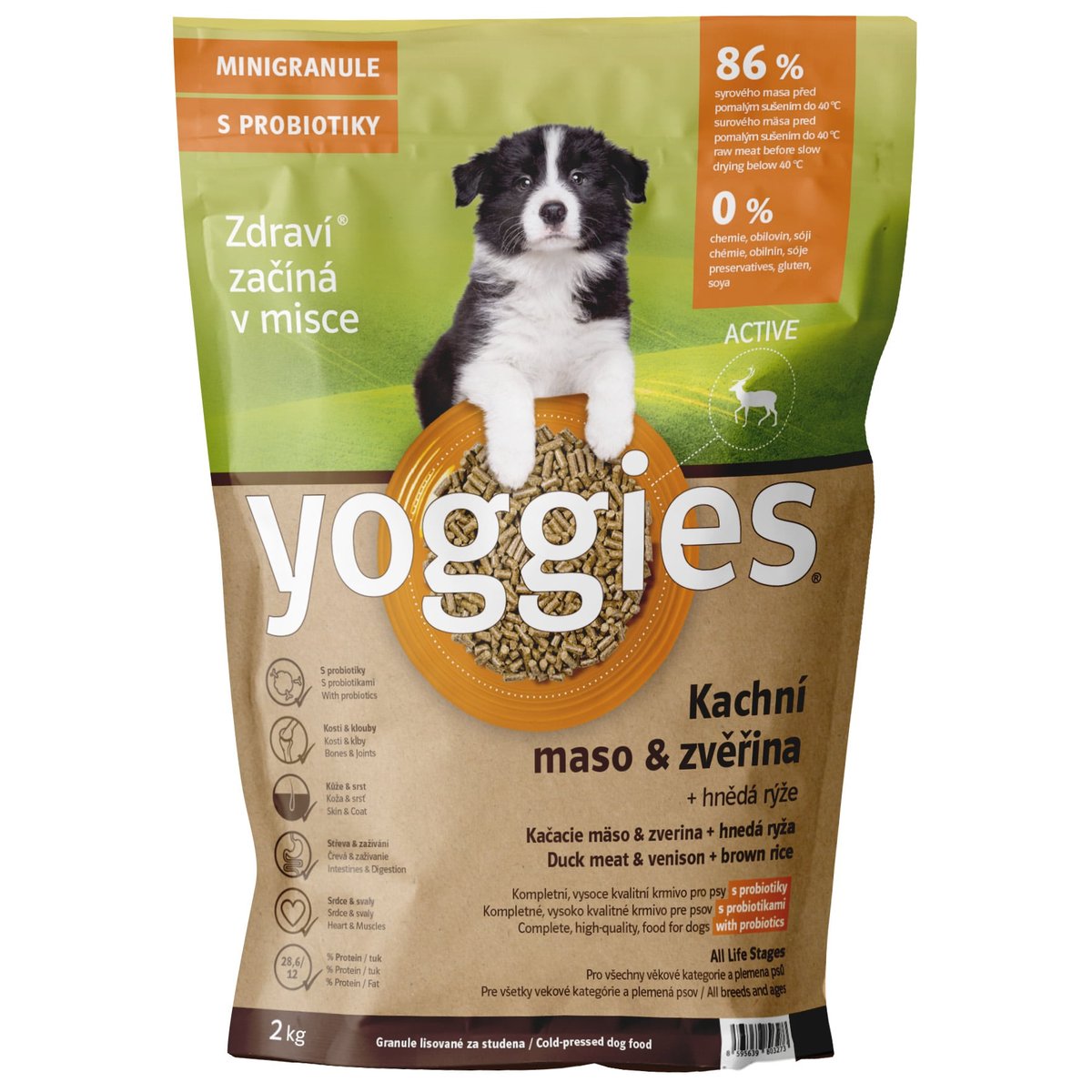 Levně Yoggies Active Kachní maso a zvěřina – minigranule s laktobacily pro psy