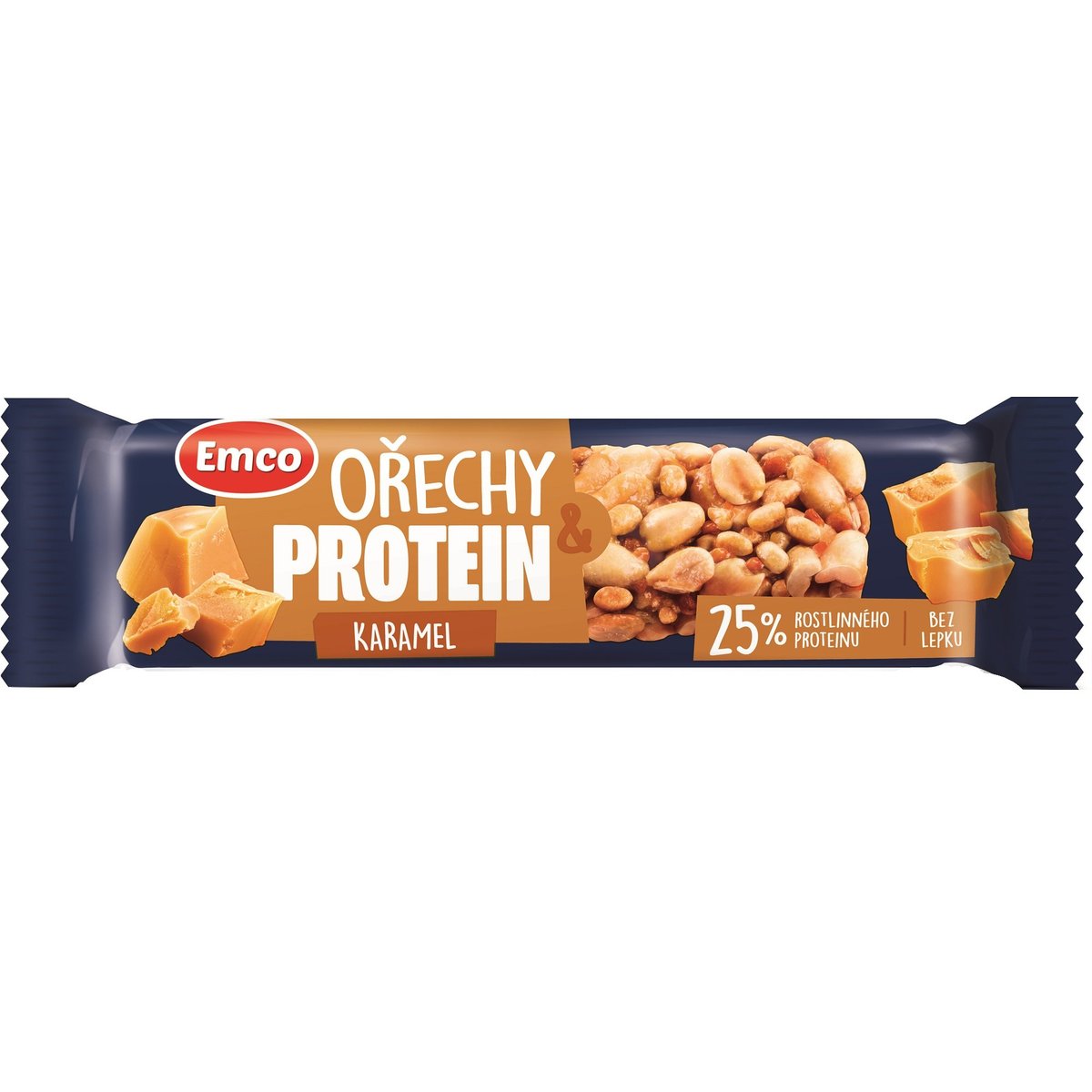 Emco Tyčinka s ořechem a proteinem - karamel