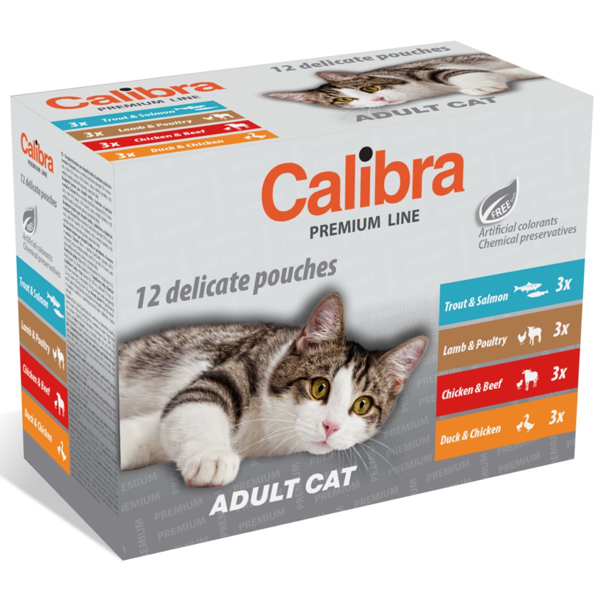 Calibra Cat adult kapsičky pro dospělé kočky multipack 12×100 g