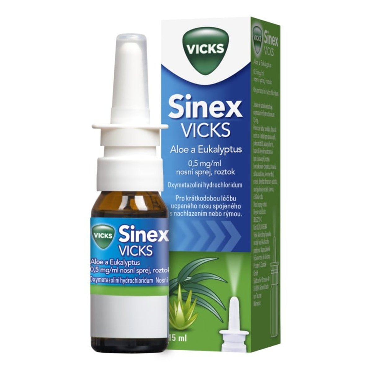 SINEX VICKS ALOE A EUKALYPTUS 0,5MG/ML Nosní sprej, roztok 1X15ML