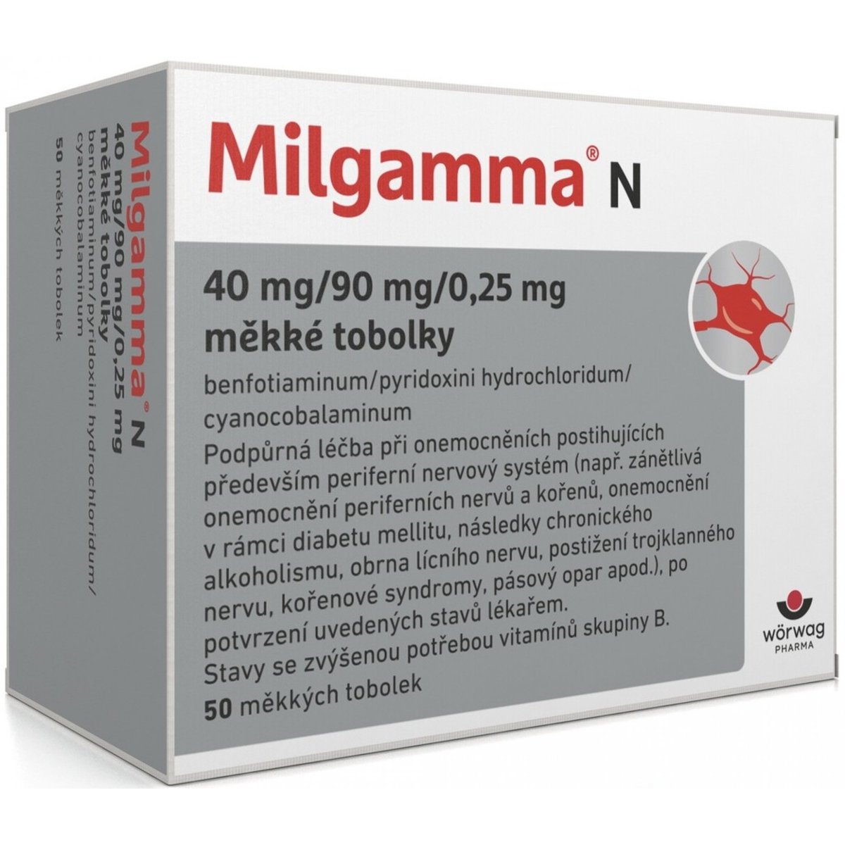 MILGAMMA N 40MG/90MG/0,25MG Měkká tobolka 50
