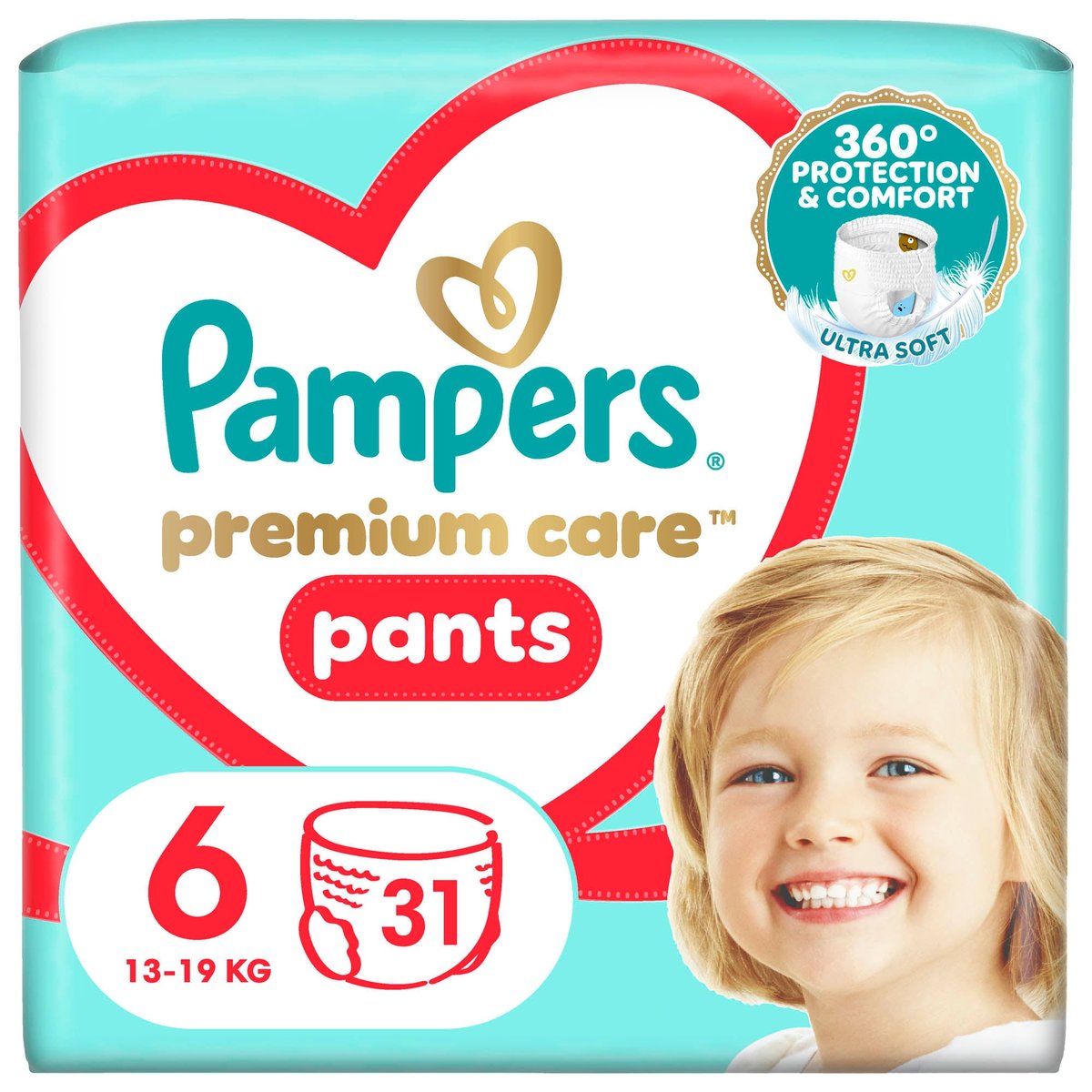 Pampers Pants Premium care plenkové kalhotky 6 (13–19 kg)