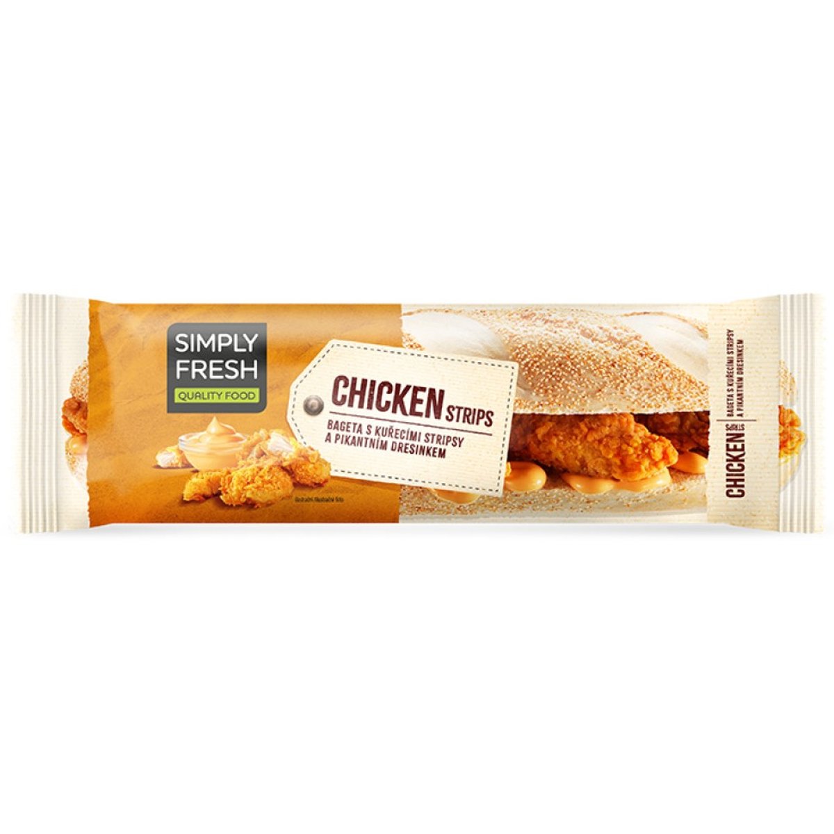 Simply Fresh Chicken Strips Bageta s kuřecími stripsy a dresinkem