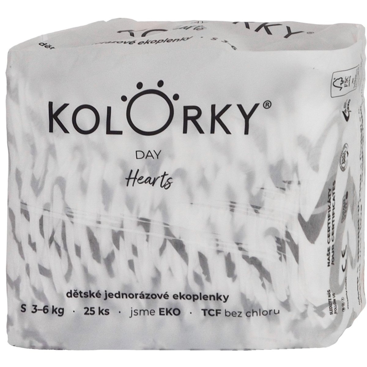 Kolorky EKO Jednorázové plenky day S srdce (3–6 kg) 25 ks