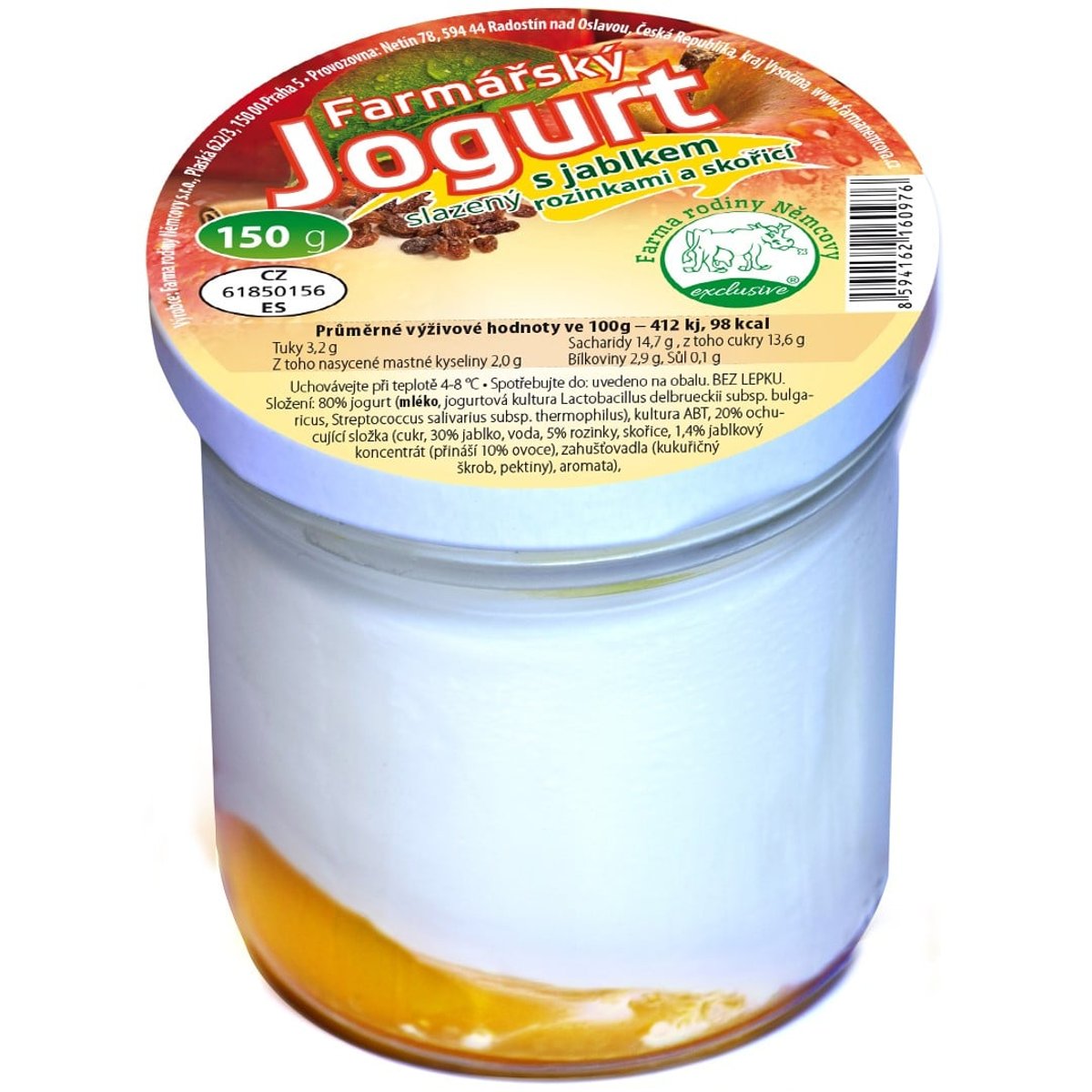 Farma rodiny Němcovy Farmářský jogurt jablko, rozinka, skořice