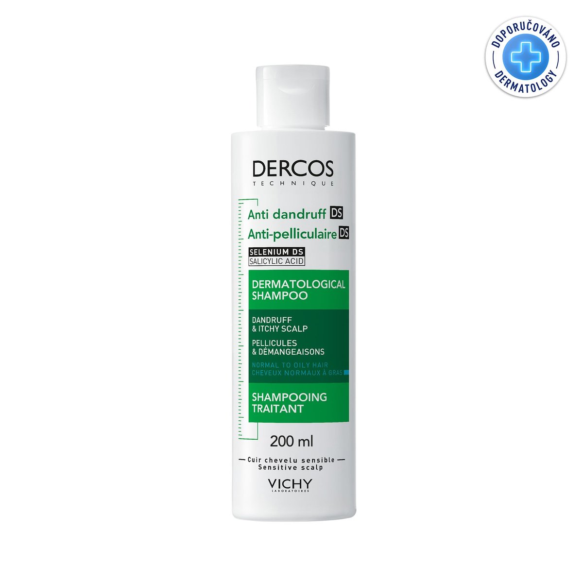 VICHY DERCOS Šampon lupy mastné vlasy 200ml