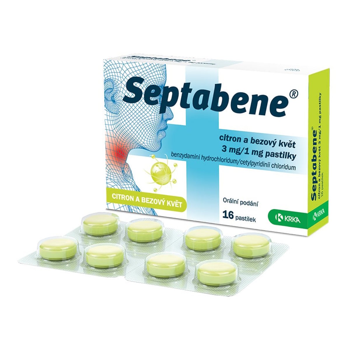 SEPTABENE CITRON A BEZOVÝ KVĚT 3MG/1MG pastilka 16