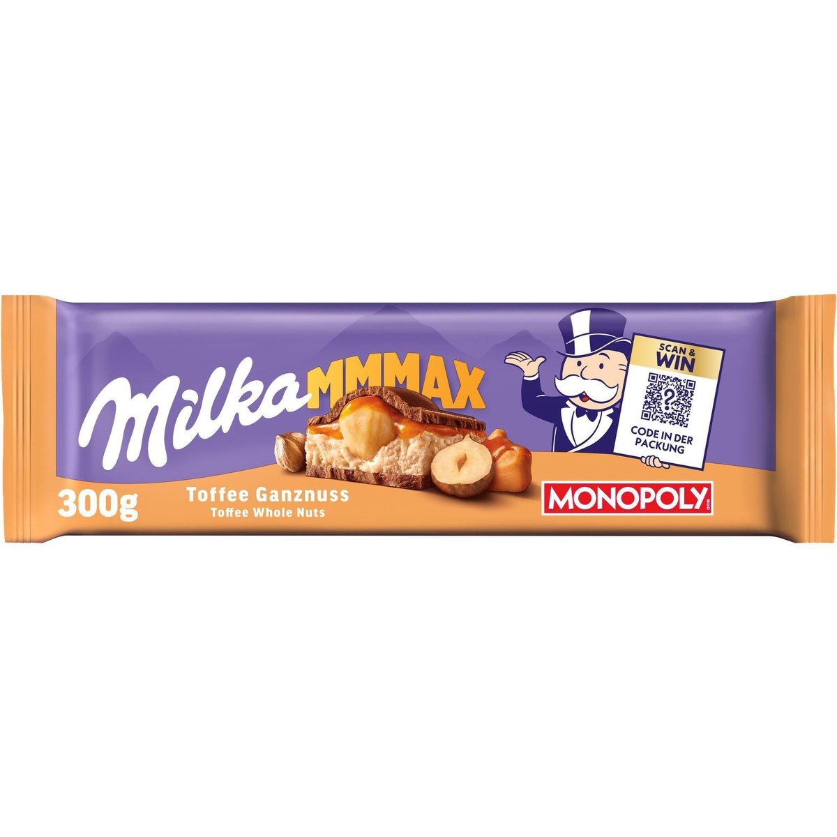 Milka čokoláda Mmmax Toffee Whole Nuts mléčná s oříšky a karamelem