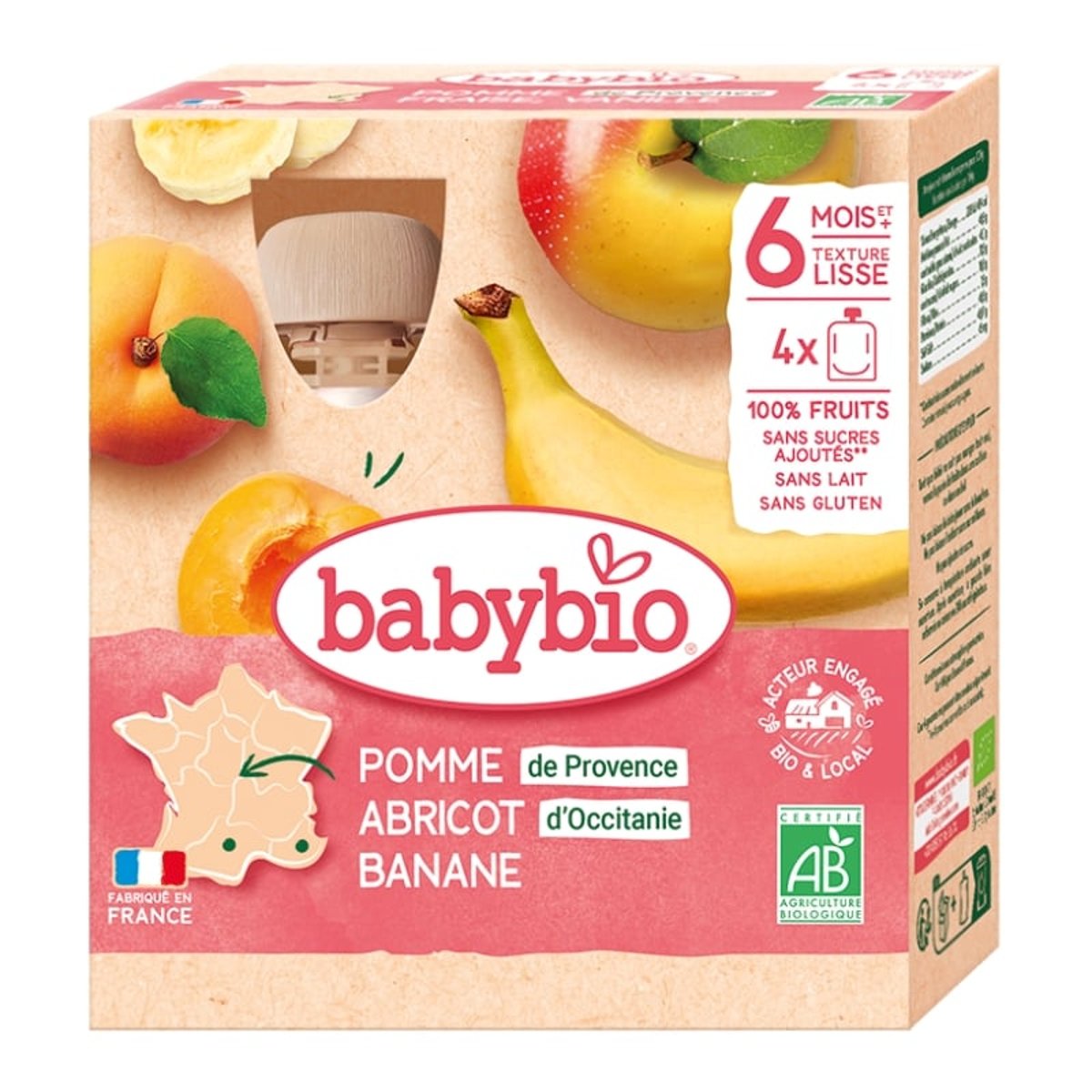 Babybio BIO Jablko meruňka banán (4×90g)
