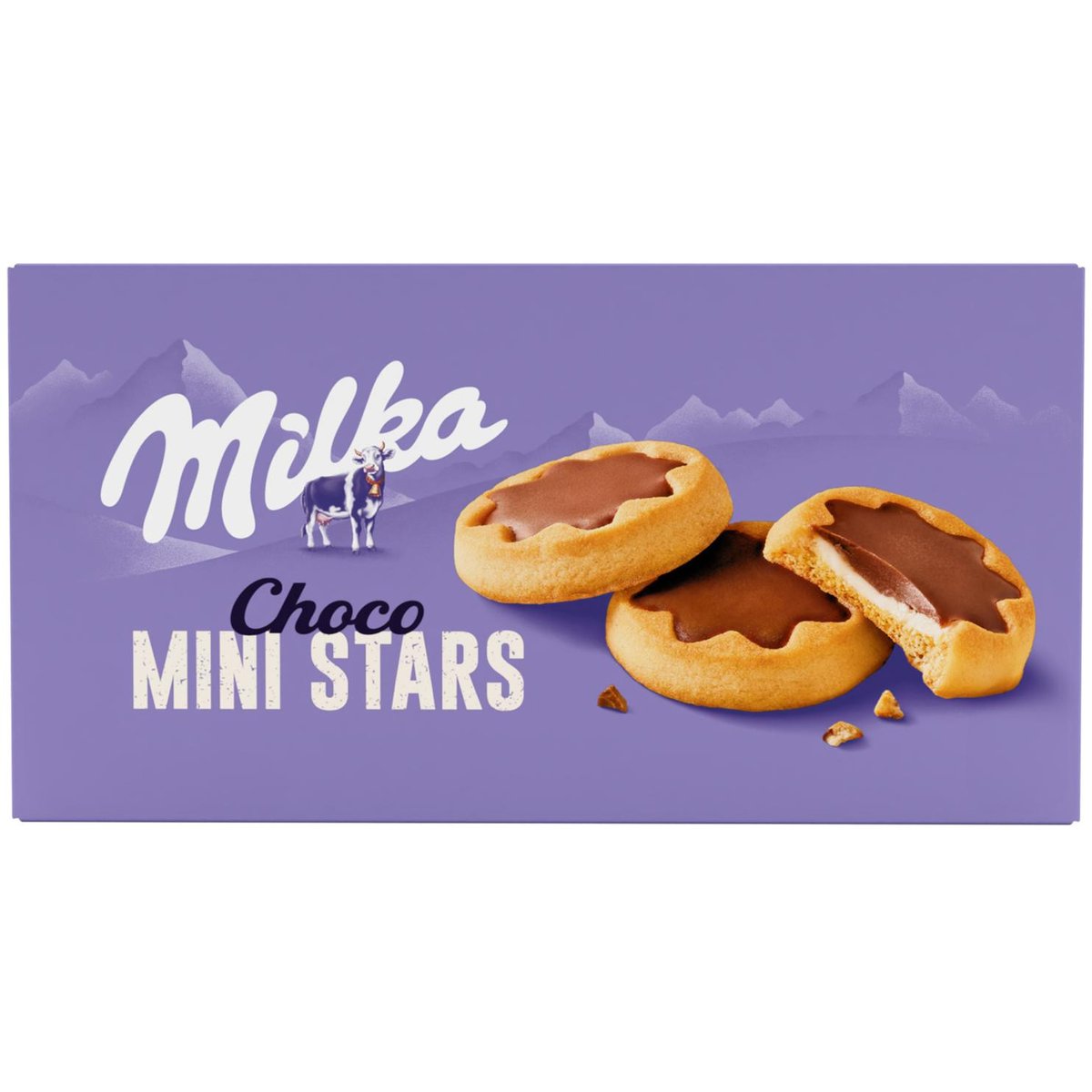 Milka sušenky Choco Mini Stars mléčná náplň a čokoláda