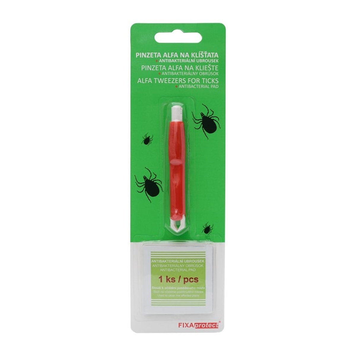 FIXAprotect pinzeta alfa na klíšťata+ubrousek