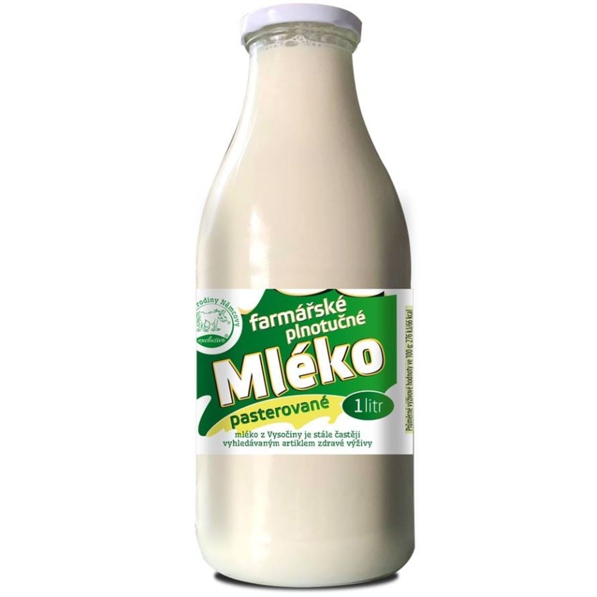 Farma rodiny Němcovy Mléko ve skle nehomogenizované