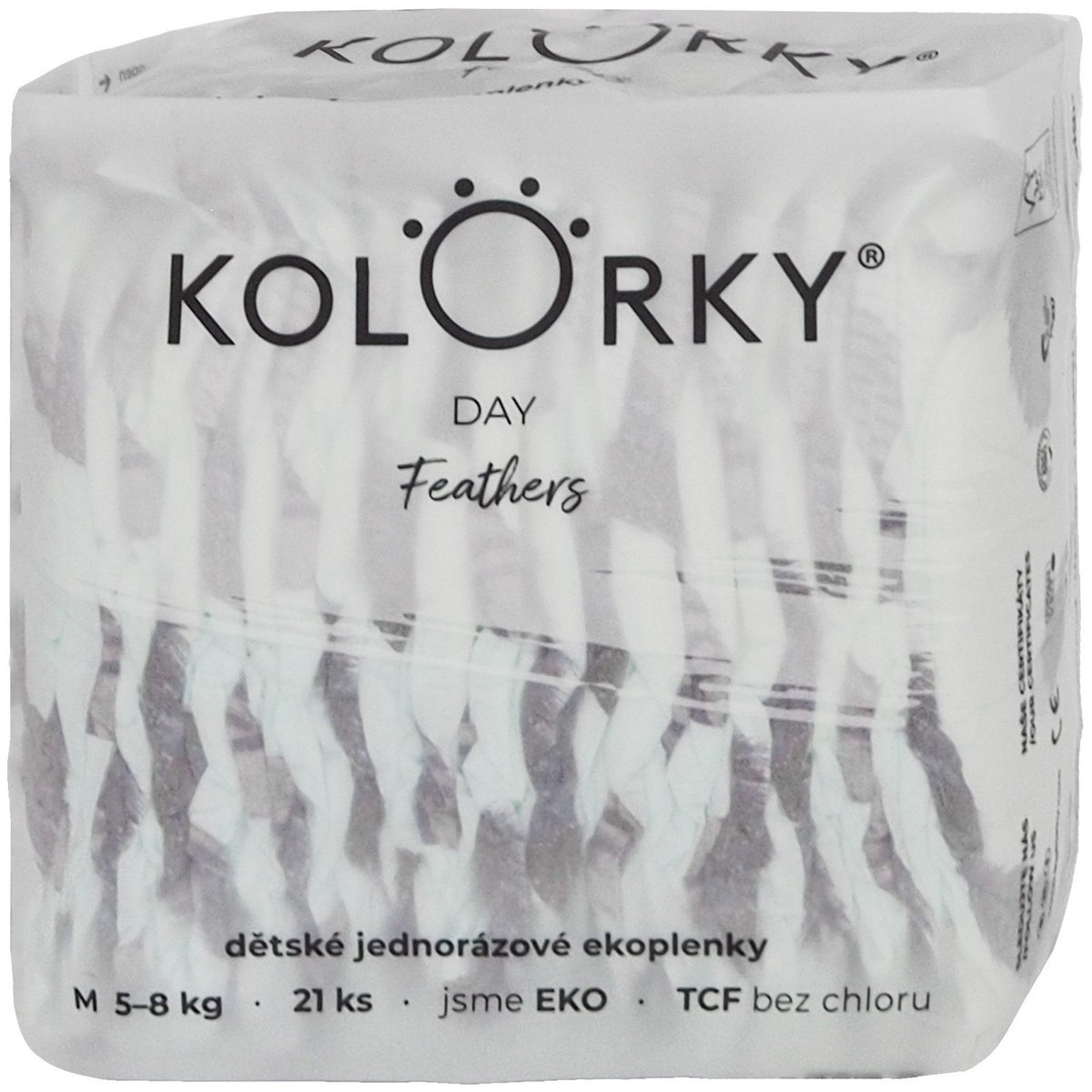 Kolorky EKO Jednorázové plenky day M pírka (5–8 kg) 21 ks