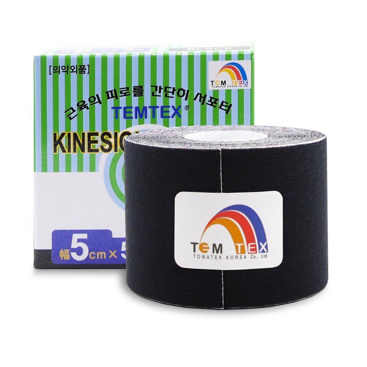TEMTEX kinesio tejpovací páska černá 5cmx5m