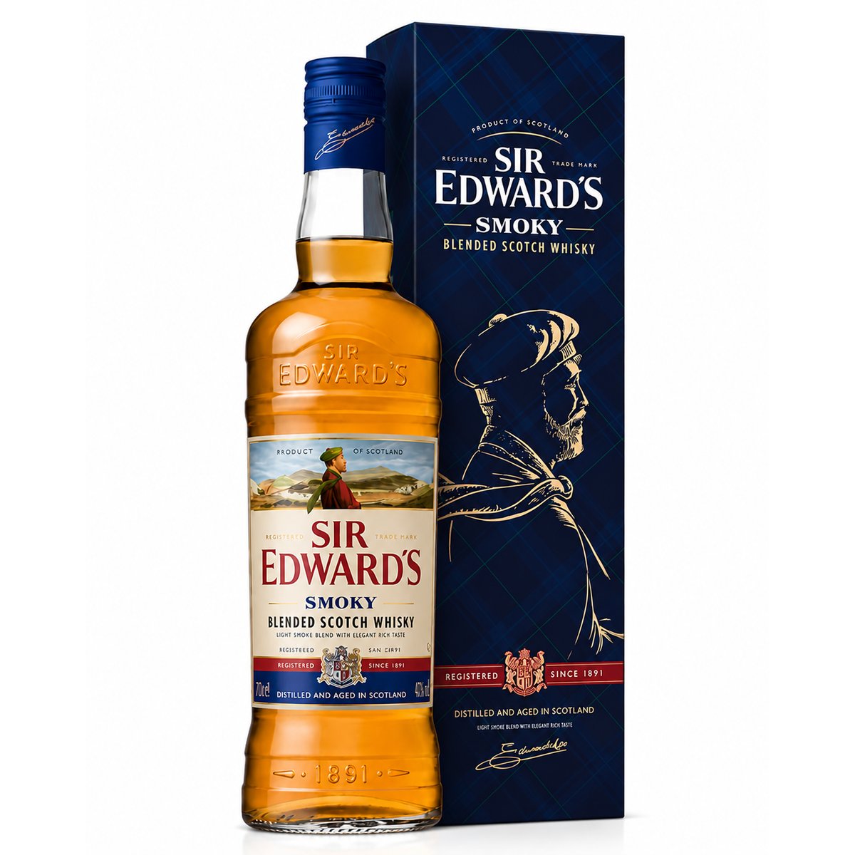 Sir Edward´s Smoky Blended Scotch Whisky 40% obj. dárkové balení