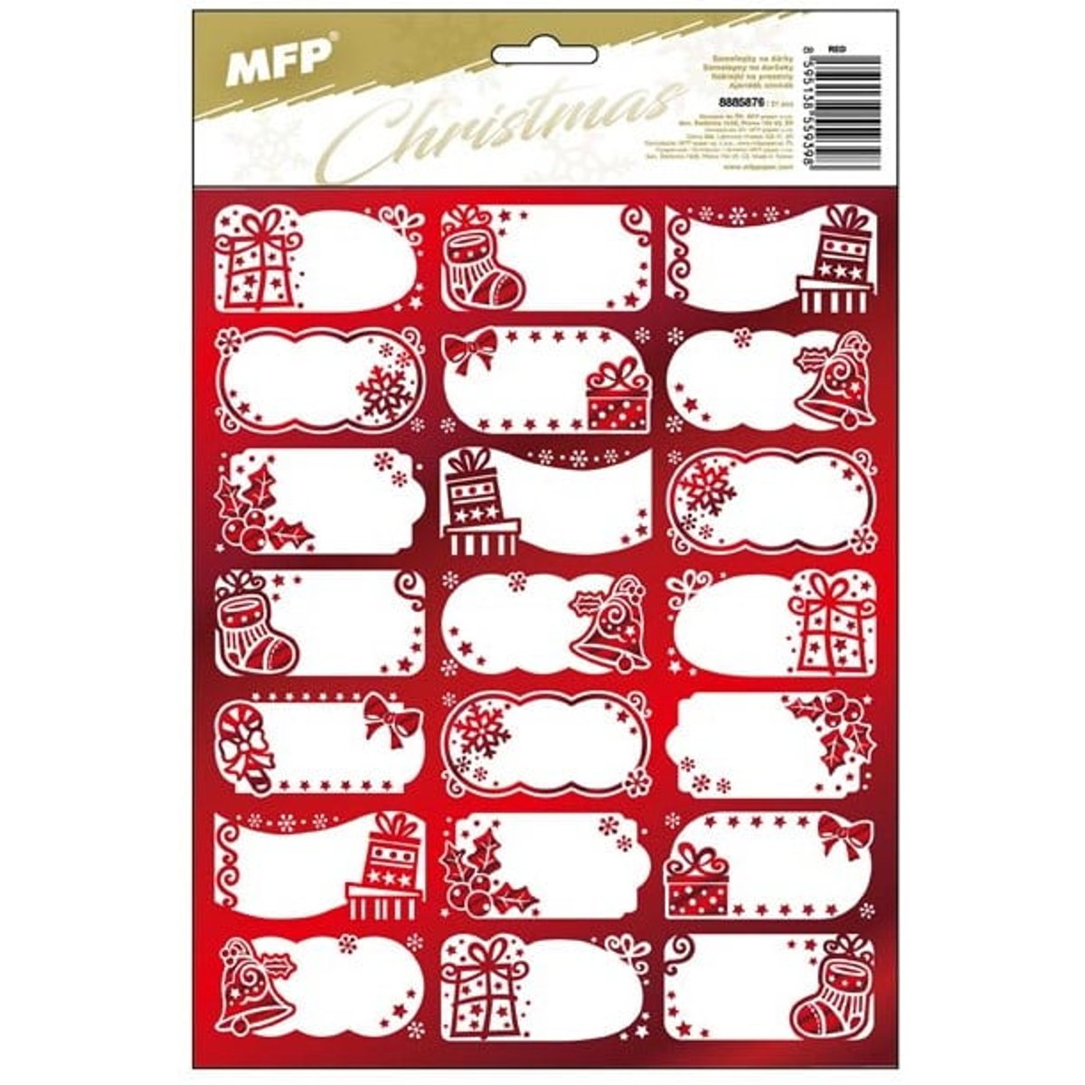 Vánoční samolepky na dárky červené