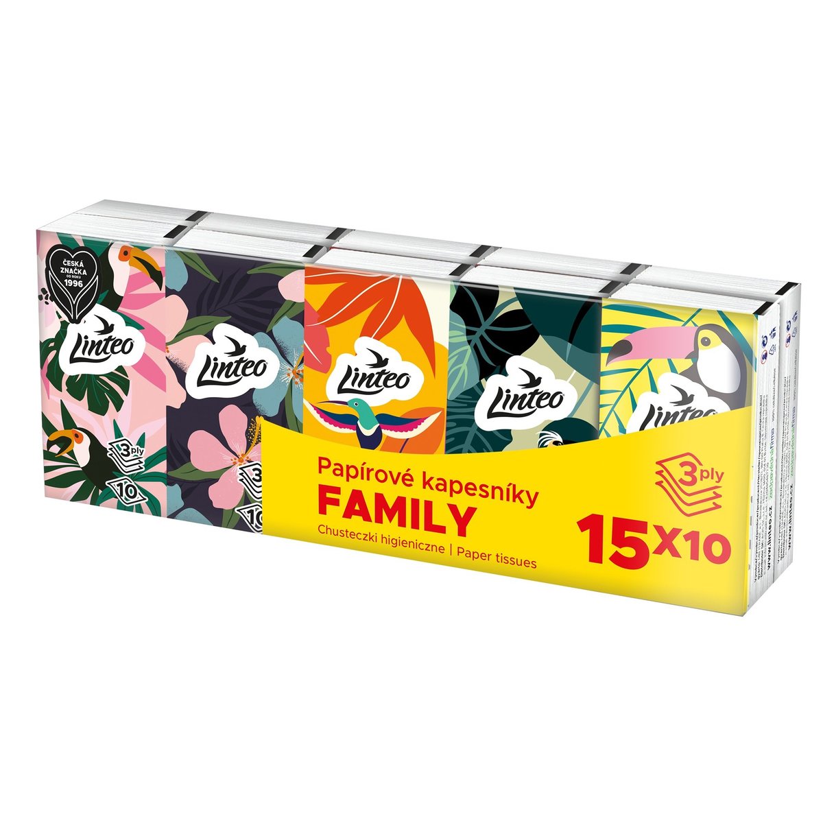 Linteo Papírové kapesníčky 3vrstvé, 10×15 ks