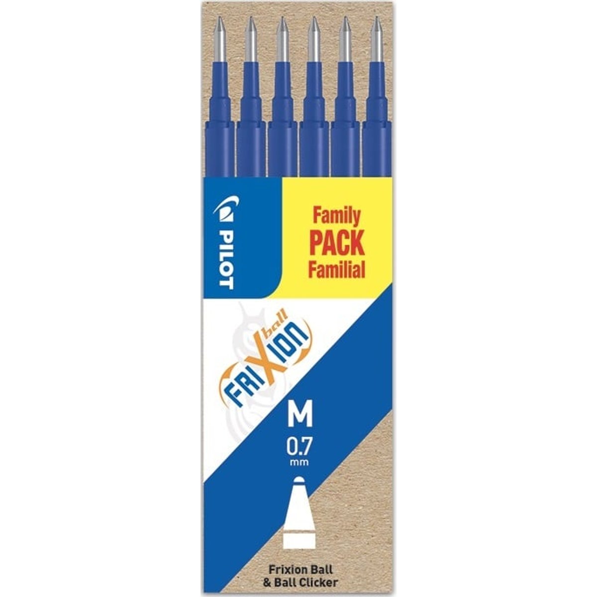 Pilot FriXion M, modrá náhradní náplň do rolleru, šířka stopy 0,35 mm, šířka hrotu 0,7 mm