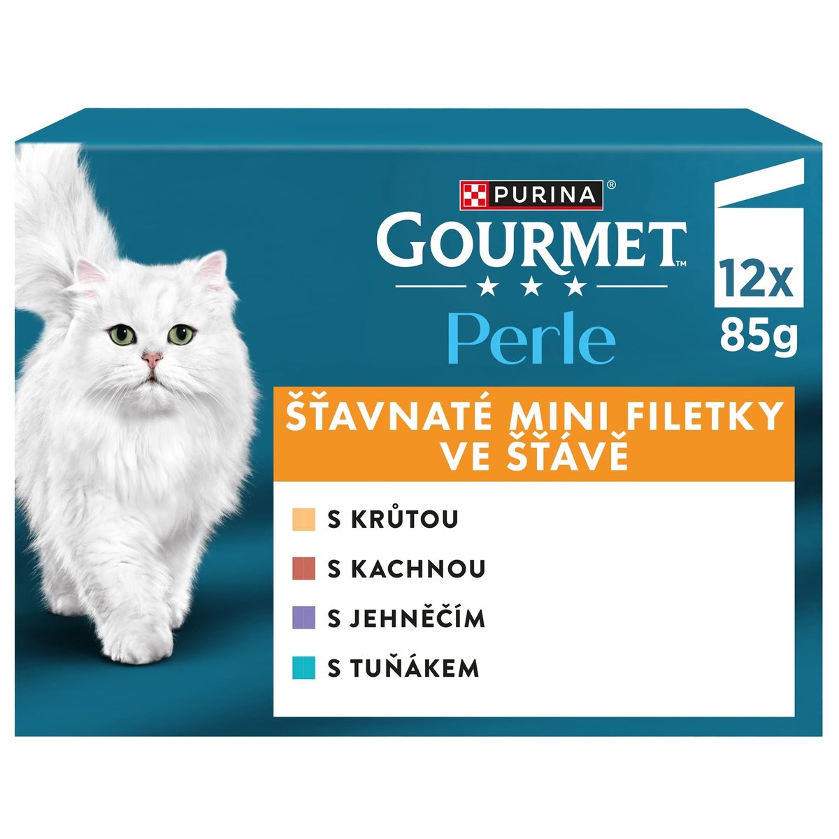 Gourmet Perle kapsičky pro kočky krůta, kachna, jehněčí, tuňák ve šťávě 12×85 g