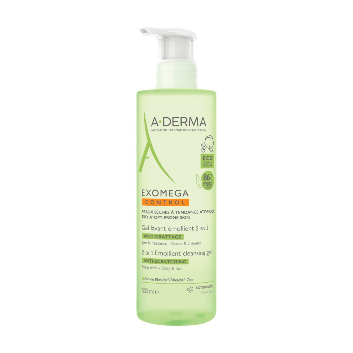 A-DERMA Exomega CONTROL Zvláčňující mycí gel 2v1 500ml
